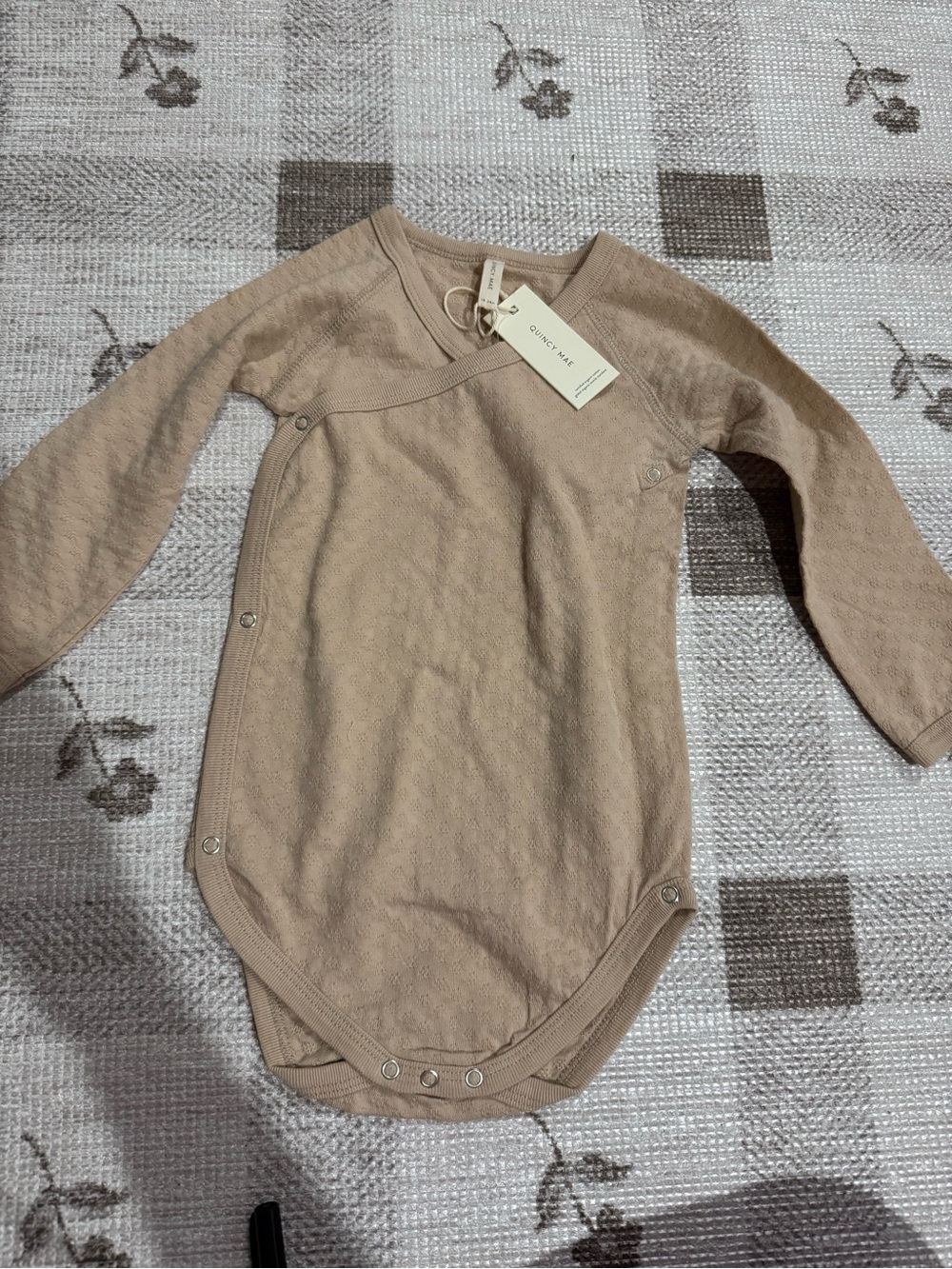 Quincy Mae pointelle kimono onesie in rose NWT 18-24